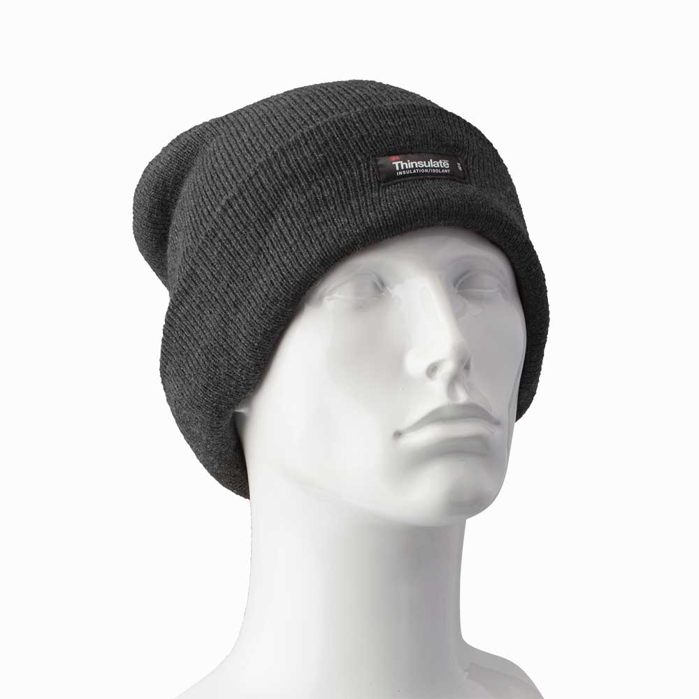 Mens Full Thinsulate Double Layer Acrylic Beanie Hat - Charcoal Grey