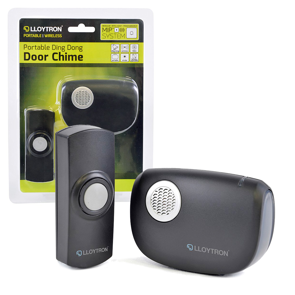 Lloytron MiP Ding Dong Battery Operated Portable Doorbell Set - Black