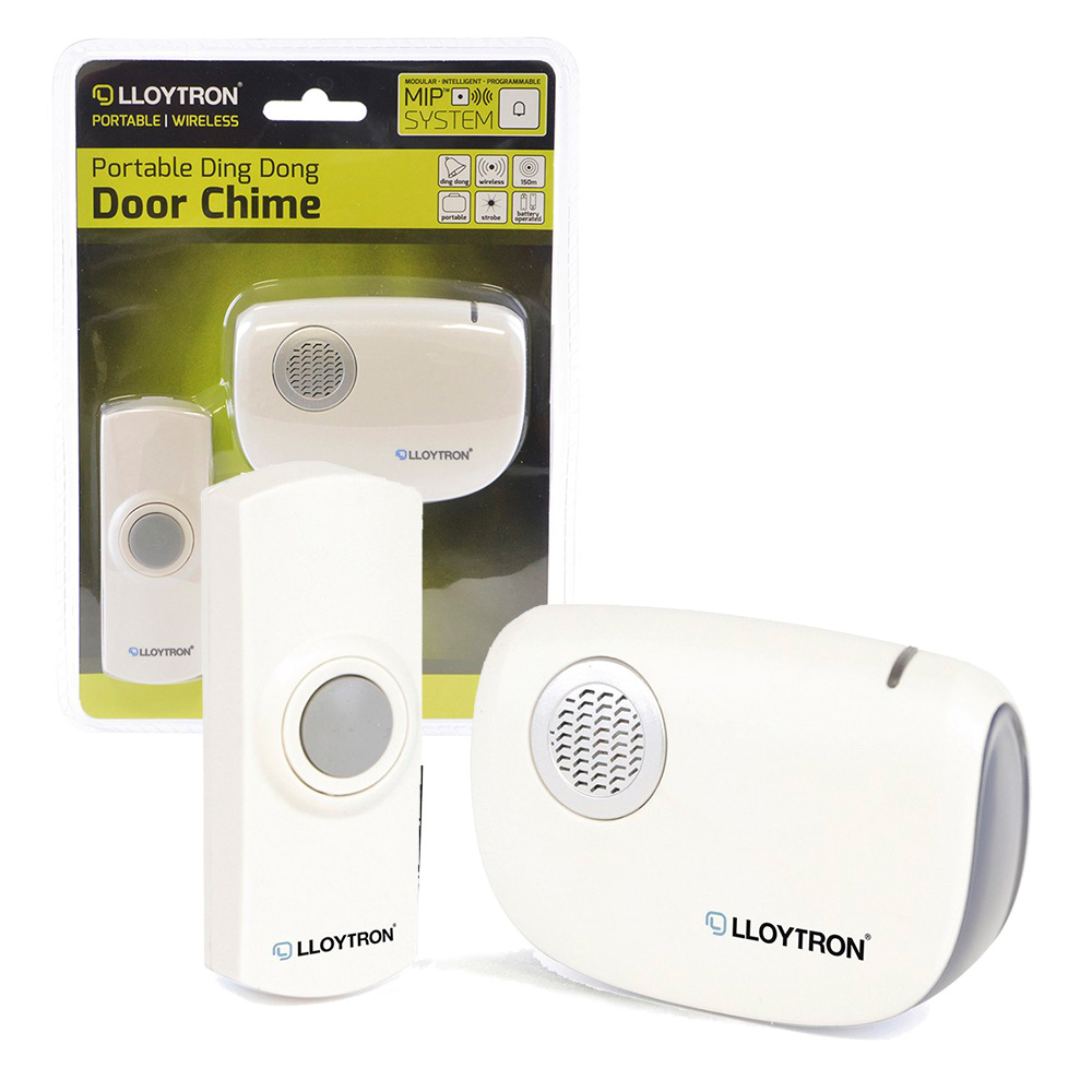 Lloytron MiP Ding Dong Battery Operated Portable Doorbell Set - White