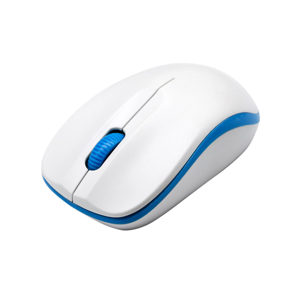 Compoint 3 Button Wireless 2.4Ghz Optical Mouse with Nano Adapter Model MW161W - WHITE AND BLUE