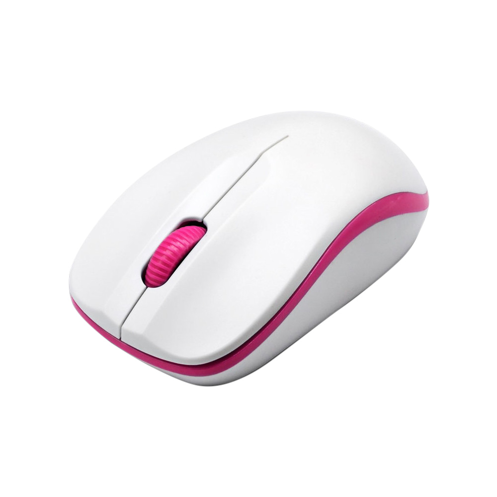 Compoint 3 Button Wireless 2.4Ghz Optical Mouse with Nano Adapter Model MW161W - WHITE & PINK