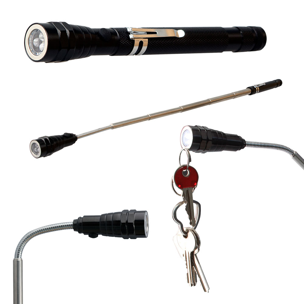 7dayshop Triple LED 7 to 23 Inch Telescopic Flexible Torch and Magnetic Pick Up Tool - Includes Batt