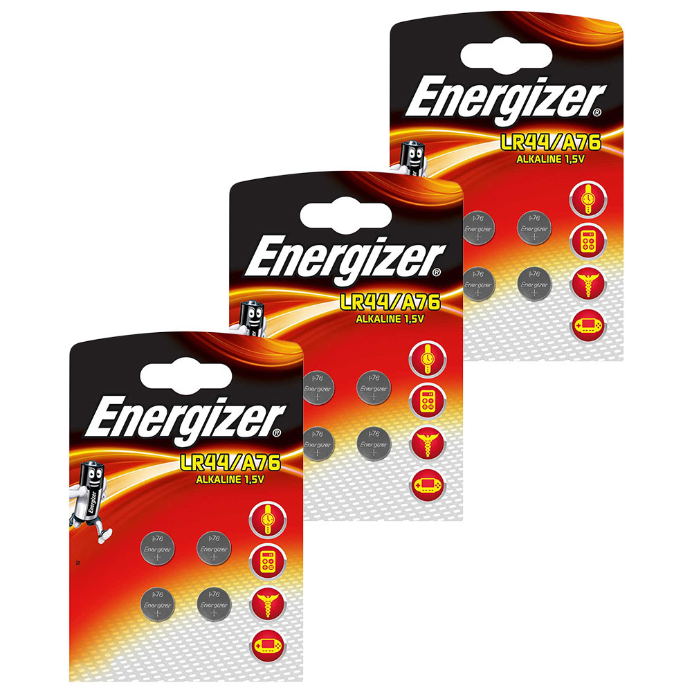 Energizer LR44 AG13 A76 SR44 Alkaline Button Cell Batteries - Extra Value 12 Pack
