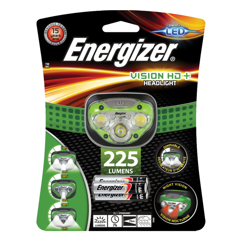 Energizer Vision HD+ Headlight with 3 x AAA Energizer Max batteries included