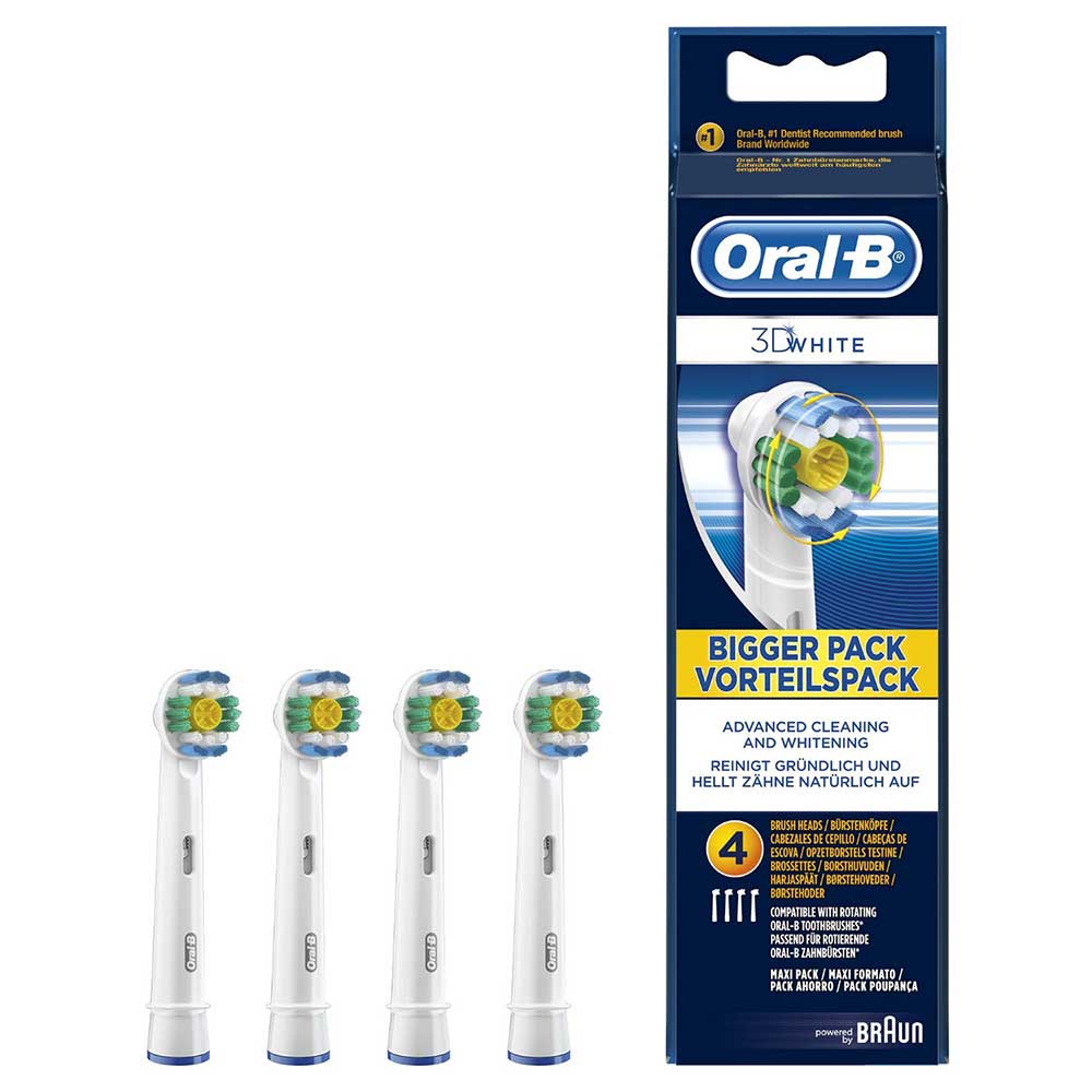 Braun Oral-B EB18-4 3D White Replacement Rechargeable Toothbrush Heads - Pack of 4