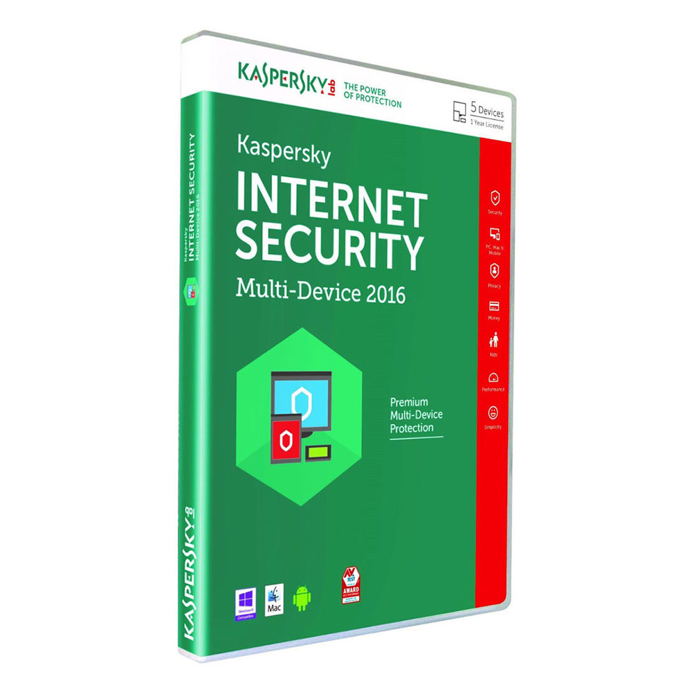 Kaspersky Internet Security 2016 for up to 5 Users Multi device 1 Year Sealed DVD Case