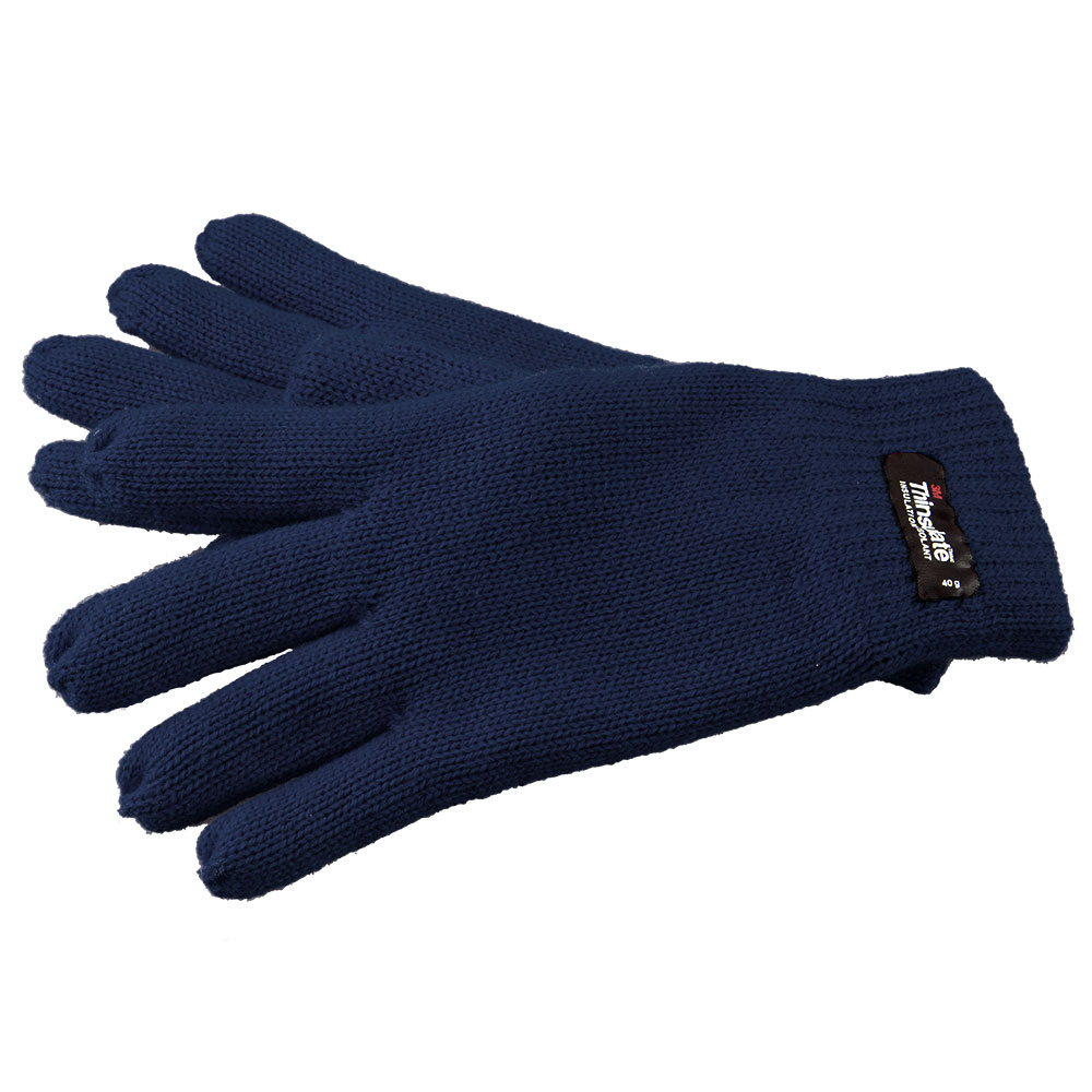 Ladies Knitted Gloves Thinsulate Thermal Acrylic - Blue