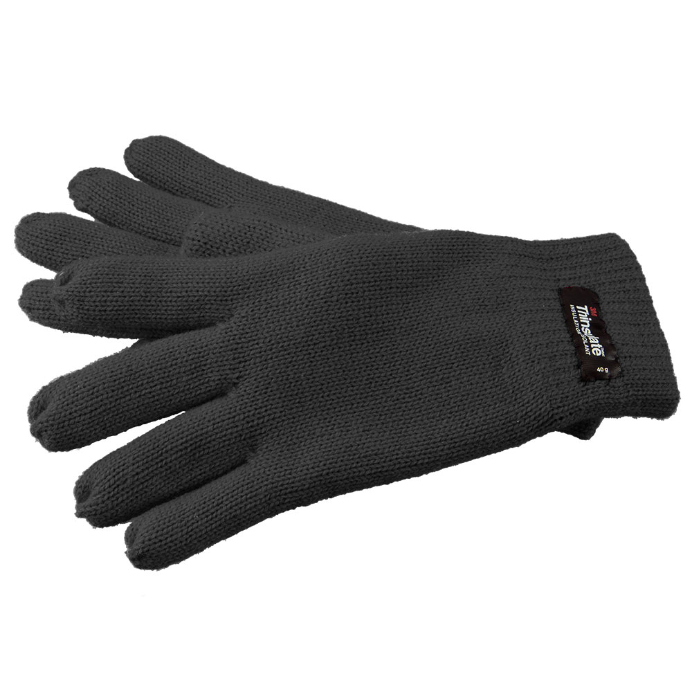 Ladies Knitted Gloves Thinsulate Thermal Acrylic - Grey