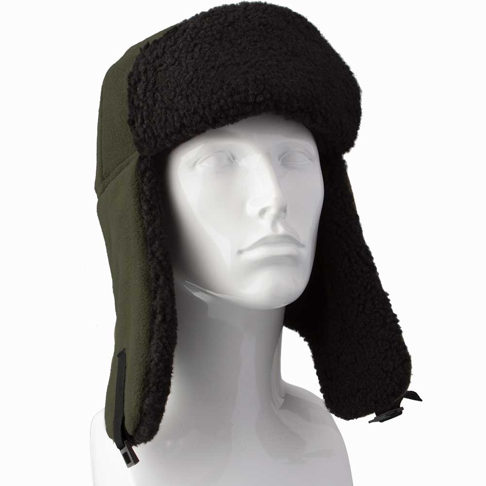 Adult Waterproof Fleece Lined Ear Flaps Warm Winter Trapper Style Hat - Olive