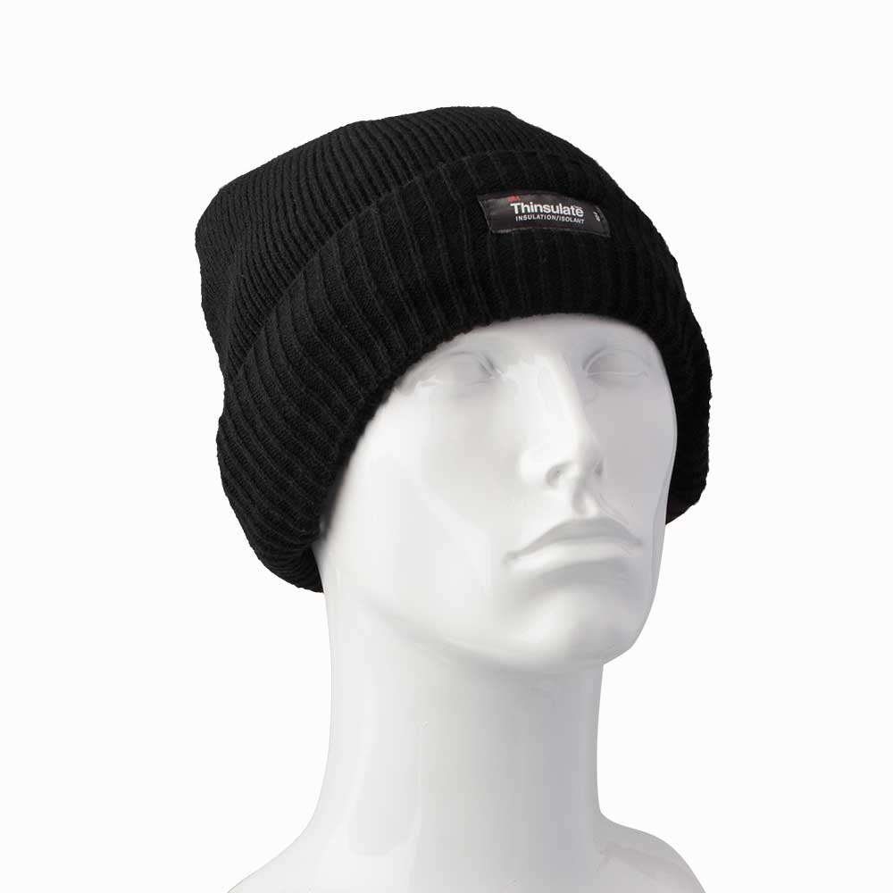 Waterproof and Windproof Acrylic Thinsulate Thermal Winter Beanie Hat - Black