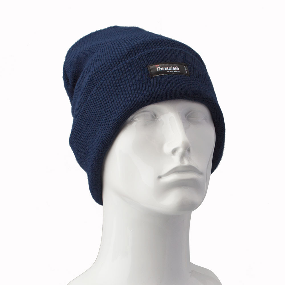 Mens Acrylic Thinsulate Thermal Winter Beanie Hat - Navy