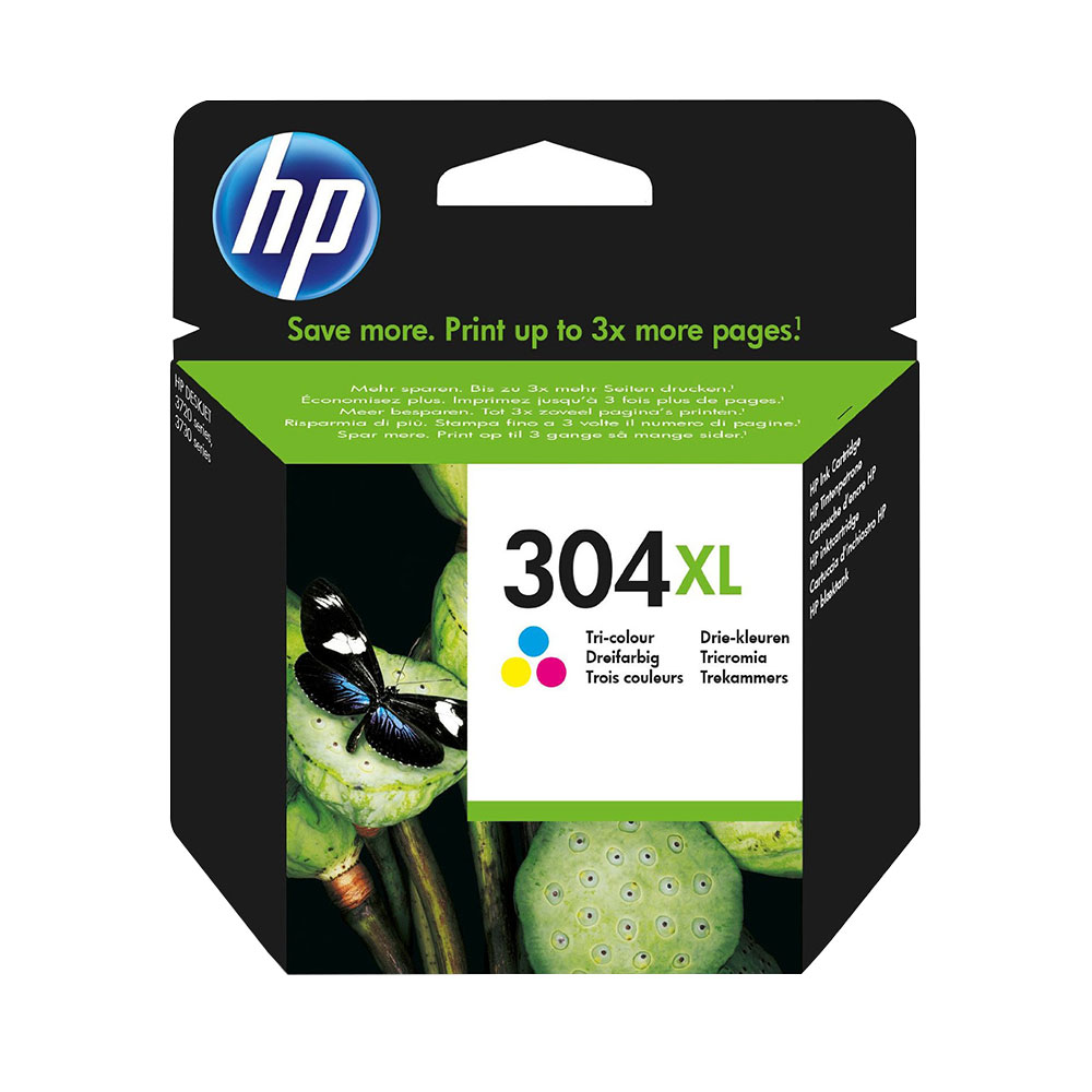 HP 304XL High Capacity Original Tri-Colour Ink Cartridge (N9K07AE)