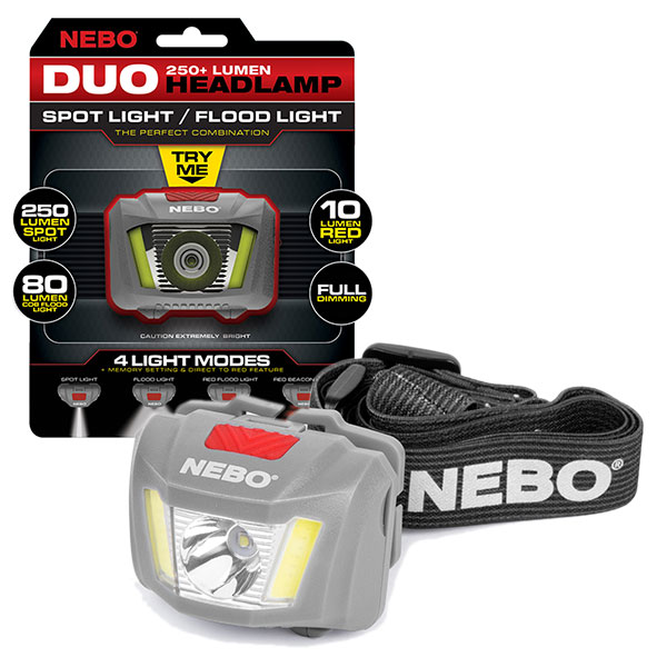 Nebo Duo 250+ Lumen Headlamp Spot Light / Flood Light - Black