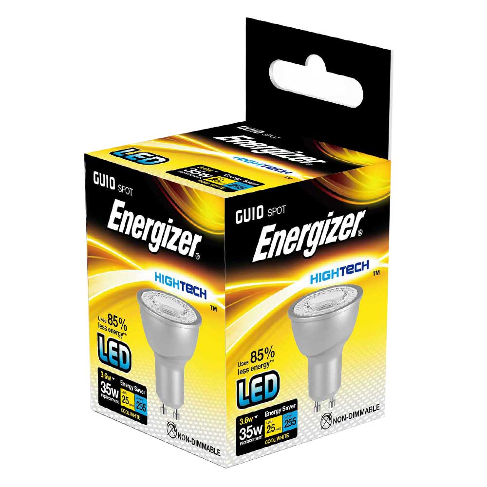 Energizer GU10 LED Light Bulb 3.6W Cool White Non-Dimmable