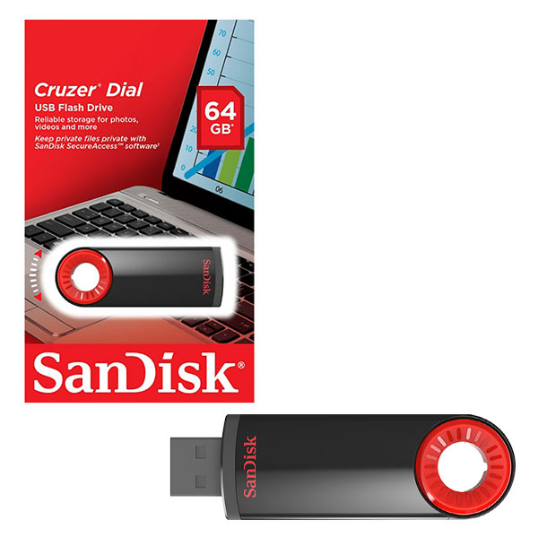 SanDisk Cruzer Dial USB 2.0 Flash Drive Memory Stick - 64GB