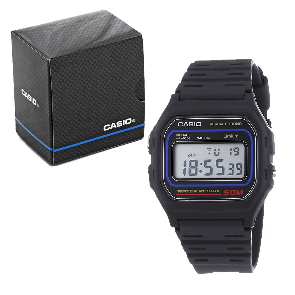 Casio Collection W-59-1VQES Sports 50m Water Resistant Digital LCD Watch - Black